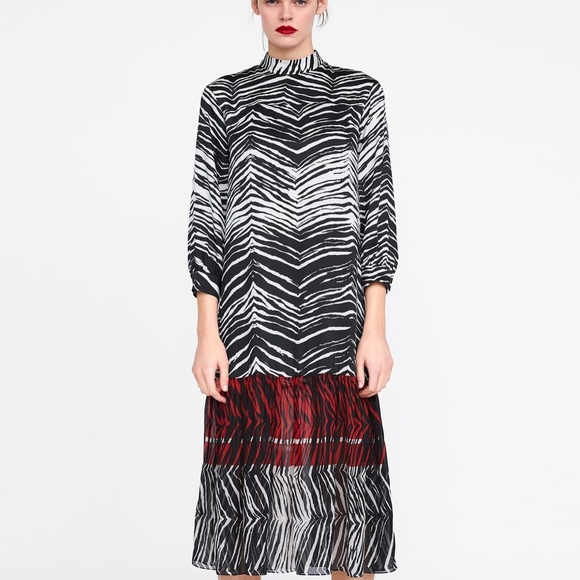 Zara Dresses & Skirts - NWT ZARA ANIMAL Zebra PRINT TRIM Summer Fall DRESS